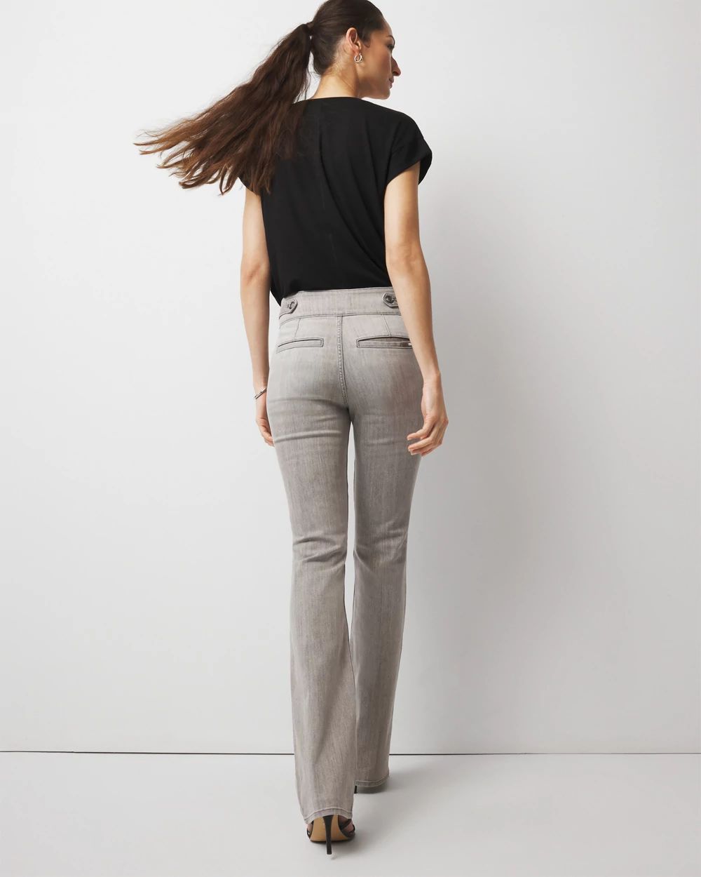 Extra High-Rise Novelty Button Bootcut Jeans | White House